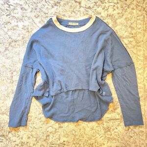 Free people cropped blue waffle knit